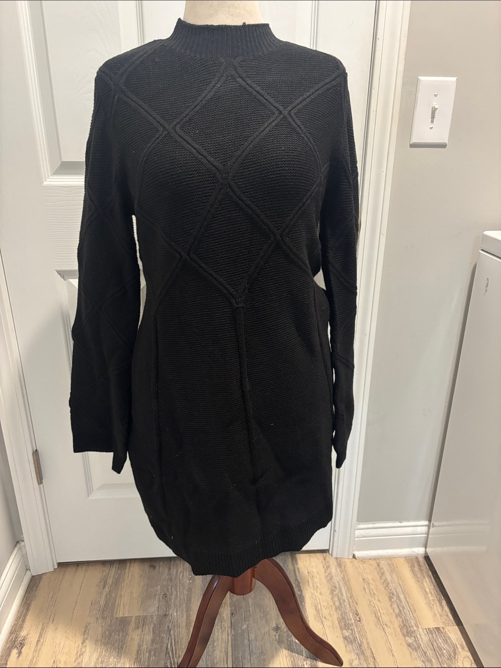 Ellen Tracy black knit sweater dress size large New